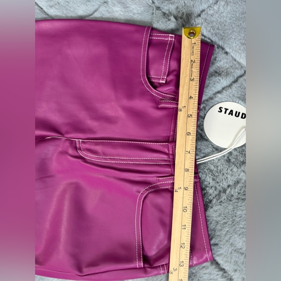 Staud Eli Faux Leather Pants In Pink Fuchsia NWT - Picture 8 of 15